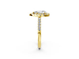 Yellow gold Pear Halo Diamond Pavé Solitaire Ring_65