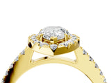 Yellow gold Pear Halo Diamond Pavé Solitaire Ring_67