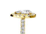 Yellow gold Pear Halo Diamond Pavé Solitaire Ring_68
