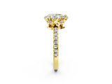 Yellow gold Pear Halo Diamond Pave Band Ring with Four-Prong Setting_17