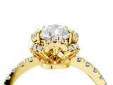 Yellow gold Pear Halo Diamond Pave Band Ring with Four-Prong Setting_19