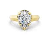Yellow gold Pear Halo Diamond Ring with Cathedral Band and Four-Prong Setting_62
