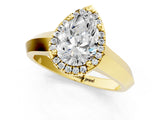 Yellow gold Pear Halo Diamond Ring with Cathedral Band and Four-Prong Setting_63