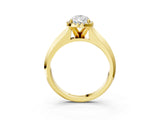 Yellow gold Pear Halo Diamond Ring with Cathedral Band and Four-Prong Setting_65