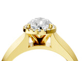 Yellow gold Pear Halo Diamond Ring with Cathedral Band and Four-Prong Setting_66