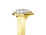 Yellow gold Pear Halo Diamond Ring with Cathedral Band and Four-Prong Setting_67