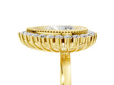 Yellow gold Pear Halo Diamond Ring with Milgrain Edge and Round Prong Setting_31