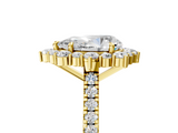 Yellow gold Pear Halo Diamond Ring with Pavé Band and Prong Setting_23