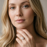 Yellow gold Pear Halo Diamond Ring with Pavé Band and Three-Prong Setting_22