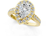 Yellow gold Pear Halo Diamond Ring with Pavé Band and Three-Prong Setting_22