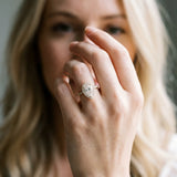 Yellow gold Pear Halo Diamond Ring with Pavé Band and Three-Prong Setting_23