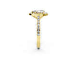 Yellow gold Pear Halo Diamond Ring with Pavé Band and Three-Prong Setting_23