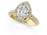Yellow gold Pear Halo Diamond Ring with Pavé Band_43