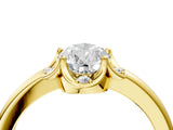 Yellow gold Pear Halo Diamond Ring with Round Cluster Setting, Solitaire Band, and Four-Prong Setting_53