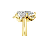 Yellow gold Pear Halo Diamond Ring with Round Cluster Setting, Solitaire Band, and Four-Prong Setting_54