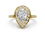 Yellow gold Pear Halo Diamond Ring with Split Shank and Four-Prong Setting_47