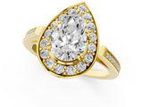 Yellow gold Pear Halo Diamond Ring with Split Shank and Four-Prong Setting_48