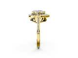 Yellow gold Pear Halo Diamond Ring with Split Shank and Four-Prong Setting_49