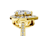 Yellow gold Pear Halo Diamond Ring with Split Shank and Four-Prong Setting_52