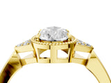 Yellow gold Pear Halo Diamond Ring with Tapered Band and Four-Prong Setting_14