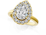 Yellow gold Pear Halo Diamond Solitaire with Pavé Band and Four-Prong Setting_91