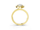 Yellow gold Pear Halo Diamond Solitaire with Pavé Band and Four-Prong Setting_93