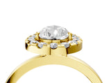 Yellow gold Pear Halo Diamond Solitaire with Pavé Band and Four-Prong Setting_94