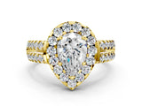 Yellow gold Pear Halo Diamond Split Shank Engagement Ring with Prong Setting_75
