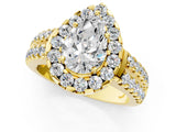 Yellow gold Pear Halo Diamond Split Shank Engagement Ring with Prong Setting_76
