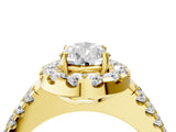 Yellow gold Pear Halo Diamond Split Shank Engagement Ring with Prong Setting_79