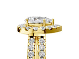 Yellow gold Pear Halo Diamond Split Shank Engagement Ring with Prong Setting_80