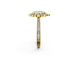 Yellow gold Pear Halo Milgrain Pave Diamond Ring with Four-Prong Setting 3