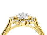 Yellow gold Pear Halo Milgrain Pave Diamond Ring with Four-Prong Setting 5