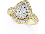 Yellow gold Pear Halo Pavé Diamond Engagement Ring with Bezel Setting_20