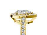 Yellow gold Pear Halo Pavé Diamond Engagement Ring with Bezel Setting_24