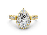 Yellow gold Pear Halo Pavé Diamond Engagement Ring with Four-Prong Setting_25