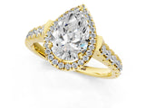 Yellow gold Pear Halo Pavé Diamond Engagement Ring with Four-Prong Setting_26