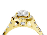 Yellow gold Pear Halo Pavé Diamond Engagement Ring with Four-Prong Setting_29