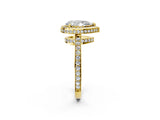 Yellow gold Pear Halo Pave Band Solitaire Ring with Prong Setting_68