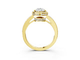 Yellow gold Pear Halo Pave Band Solitaire Ring with Prong Setting_69