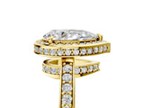 Yellow gold Pear Halo Pave Band Solitaire Ring with Prong Setting_71