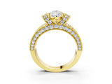 Yellow gold Pear Halo Pave Diamond Engagement Ring with Milgrain Detailing_52