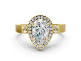 Yellow gold Pear Halo Pave Split Shank Prong Setting Ring_75