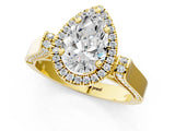 Yellow gold Pear Halo Pave Split Shank Prong Setting Ring_76