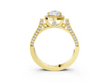 Yellow gold Pear Halo Pave Split Shank Prong Setting Ring_78
