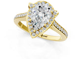 Yellow gold Pear Halo Round Diamond Pave Band with Four-Prong Setting_40