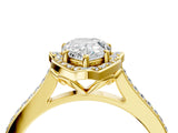 Yellow gold Pear Halo Round Diamond Pave Band with Four-Prong Setting_43