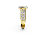 Yellow gold Pear Halo Round Diamond Pave Band with Prong Setting 2