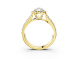 Yellow gold Pear Halo Round Diamond Pave Band with Prong Setting 3