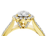 Yellow gold Pear Halo Round Diamond Pave Band with Prong Setting 4